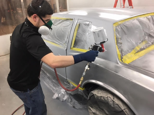 axelrod collision restoration project being painted