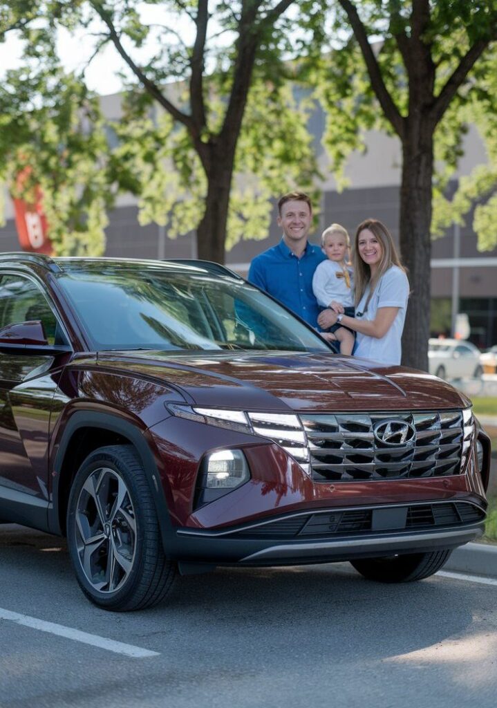 2024 Red Hyundai with family at Axelrod Collision
